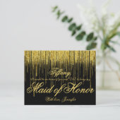 Word jij mijn Maid of Honor? gouden Confetti Uitnodiging Briefkaart (Staand voorkant)