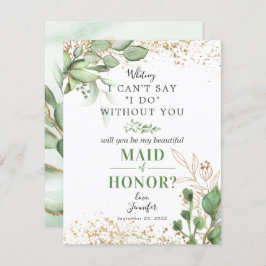 Word jij mijn Maid of Honor? | Greenery Gold Kaart