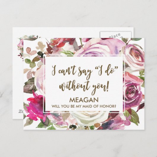 Word jij mijn Maid of Honor-kaart gepersonaliseerd Uitnodiging Briefkaart (Voorkant / Achterkant)