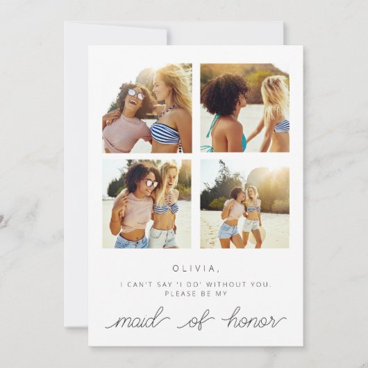 Word jij mijn Maid of Honor Kaart met foto's? (Voorkant)