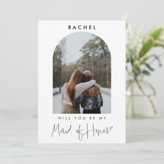 Word jij mijn Maid of Honor Minimalist Foto? (Staand voorkant)