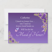 Word jij mijn Maid of Honor? Paarse Mauve Flowers (Voorkant)