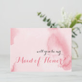 Word jij mijn Maid of Honor Pink Waterverf? Kaart (Staand voorkant)