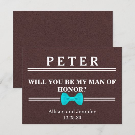 Word jij mijn Man van Eer? Gepersonaliseerd Kaart (Voorkant / Achterkant)