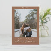 Word jij mijn Matron of Honor Foto Boho? Kaart (Staand voorkant)