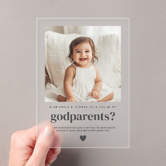 Word jij mijn peetouders fotovoorstel? acryl uitnodigingen (Insitu (Draagbaar))