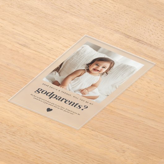 Word jij mijn peetouders fotovoorstel? acryl uitnodigingen (Laagn)