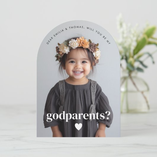 Word jij mijn peetouders fotovoorstel? kaart (Staand voorkant)