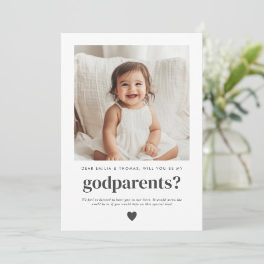 Word jij mijn peetouders fotovoorstel? kaart (Staand voorkant)