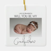 Word jij mijn peetvader? Kerstboom Keramisch Ornament (Voorkant)