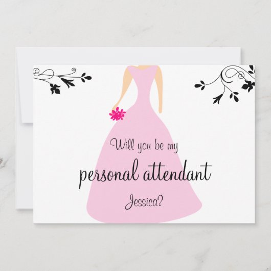 Word jij mijn persoonlijke begeleider? roze jurk kaart (Voorkant)