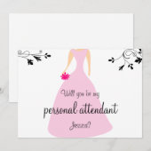 Word jij mijn persoonlijke begeleider? roze jurk kaart (Voorkant / Achterkant)