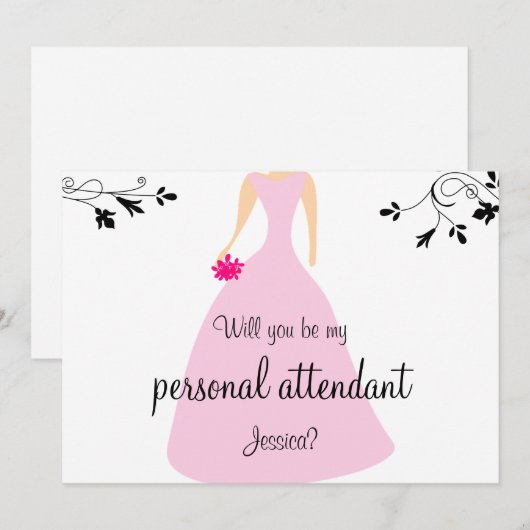 Word jij mijn persoonlijke begeleider? roze jurk kaart (Voorkant / Achterkant)