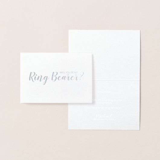 Word jij mijn ringdrager? Elegant zilver Folie Kaarten (Display)