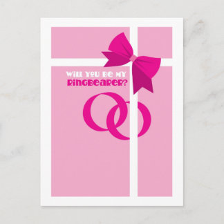 Word jij mijn ringdrager? roze strikjes uitnodiging briefkaart