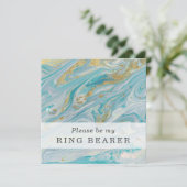 Word jij mijn ringdrager Turquoise & Gold Kaart (Staand voorkant)