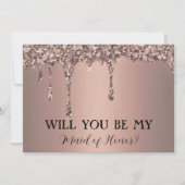 Word jij mijn Roos Gold Sparkle Glitter Drips Save The Date (Voorkant)