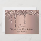 Word jij mijn Roos Gold Sparkle Glitter Drips Save The Date (Achterkant)