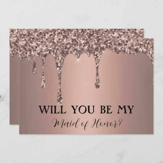 Word jij mijn Roos Gold Sparkle Glitter Drips Save The Date (Voorkant / Achterkant)