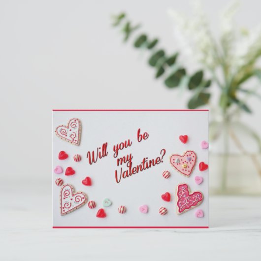 Word jij mijn Valentijn briefkaart? Feestdagenkaart (Staand voorkant)