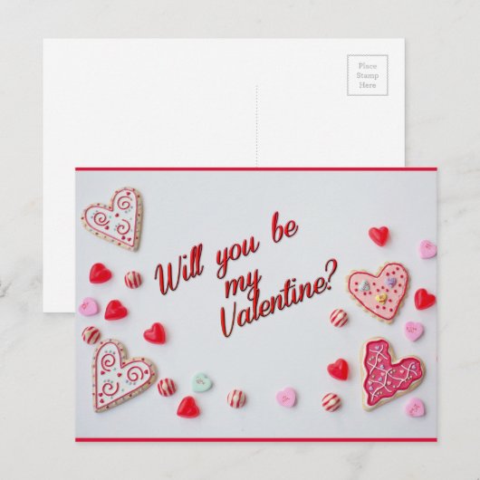 Word jij mijn Valentijn briefkaart? Feestdagenkaart (Voorkant / Achterkant)