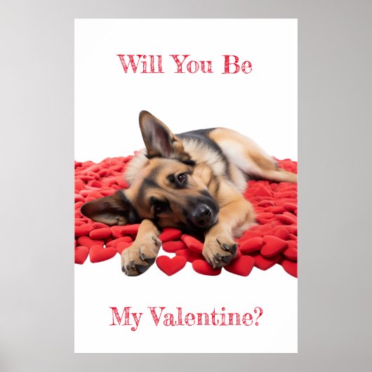Word jij mijn Valentijn Duitse Herder Poster? Poster (Voorkant)