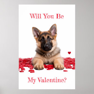 Word jij mijn Valentijn Duitse herder puppy Poster