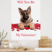 Word jij mijn Valentijn Duitse herder puppy Poster (Keuken)
