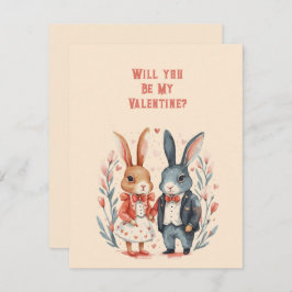 Word jij mijn Valentijn konijnenkoppel? Notitiekaartje