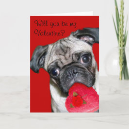 Word jij mijn Valentijn pug wenskaart? Feestdagen Kaart