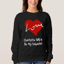 Word jij mijn Valentijn Red Love Heart Black