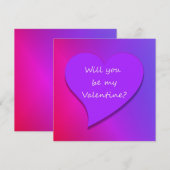 Word jij mijn Valentijn? Roze, rood Paarse hart Feestdagenkaart (Voorkant / Achterkant)