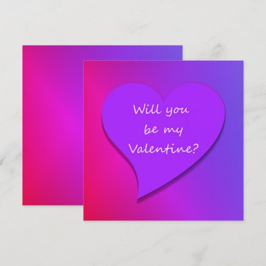 Word jij mijn Valentijn? Roze, rood Paarse hart Feestdagenkaart (Voorkant / Achterkant)