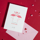 Word jij mijn Valentijn, roze witte flamingo Kaart
