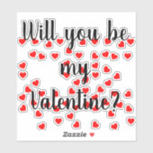 Word jij mijn Valentijn? Speelse rode harten Sticker (Vel)