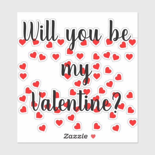 Word jij mijn Valentijn? Speelse rode harten Sticker (Vel)