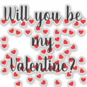 Word jij mijn Valentijn? Speelse rode harten Sticker (Voorkant)