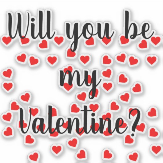 Word jij mijn Valentijn? Speelse rode harten Sticker (Voorkant)
