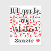 Word jij mijn Valentijn? Speelse rode harten Sticker (Vel)