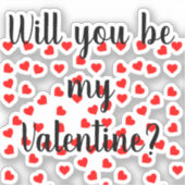 Word jij mijn Valentijn? Speelse rode harten Sticker (Voorkant)