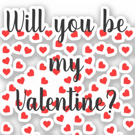 Word jij mijn Valentijn? Speelse rode harten Sticker (Voorkant)