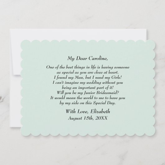 Word jij m'n bruidsmeisje? Munt minimalistisch Kaart (Achterkant)