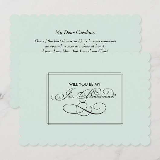 Word jij m'n bruidsmeisje? Munt minimalistisch Kaart (Voorkant / Achterkant)