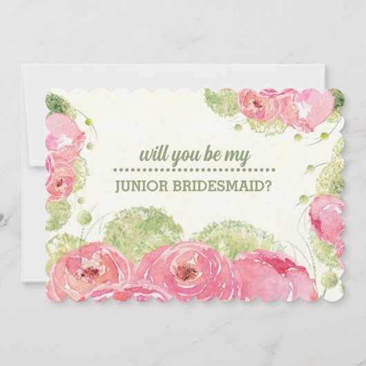 Word jij m'n bruidsmeisje? Romantische Rozen Kaart (Voorkant)