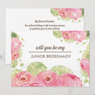 Word jij m'n bruidsmeisje? Romantische Rozen Kaart