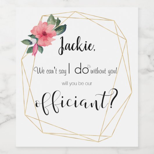 Word jij onze ambtenaar? Bruiloft, gouden folie Wijn Etiket (Enkel label)