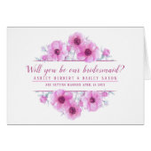 Word jij onze bruidsmeisje roze bloemen kaart? (Voorkant Horizontaal)
