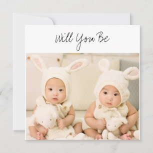 Word jij onze GodParent Twins Baby Foto Kaart