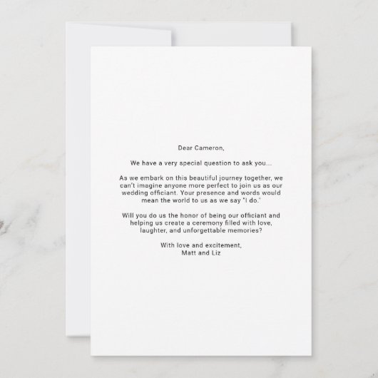 Word jij onze Officiant Minimal Photo Modern? Kaart (Achterkant)