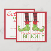 Word Jolly Fun Elf Feet Holiday Kerstfeest Kaart (Voorkant / Achterkant)